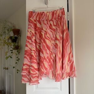 Vintage Bob Mackie Studio 100% Silk Midi Skirt - Pink Y2K Abstract - Size 10